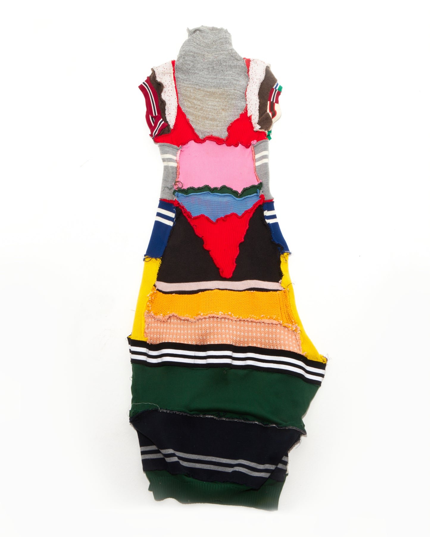 Artisanal Patchwork Knit Sweater Dress